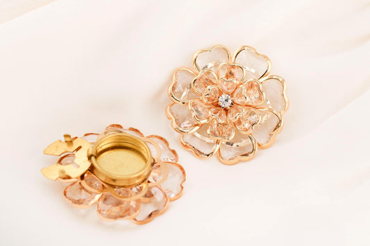 Luxury Crystal Floral Button Covers /Chic Shirt Cuff Accents for Women/ Elegant Button Cover Cufflinks/Stylish Shirt Accessories Gift