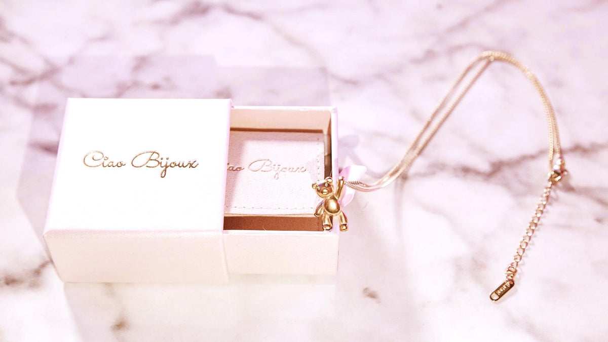 Dainty Gold Plated Teddy Bear Necklace, Stainless Steel, Gift for Her