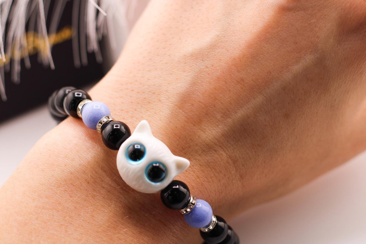 Cat Lover Bracelet/Minimalist Kitty Necklace/Mother of Pearl Cat Jewelry/Gift for Cat Mom/Pet Memorial Jewelry