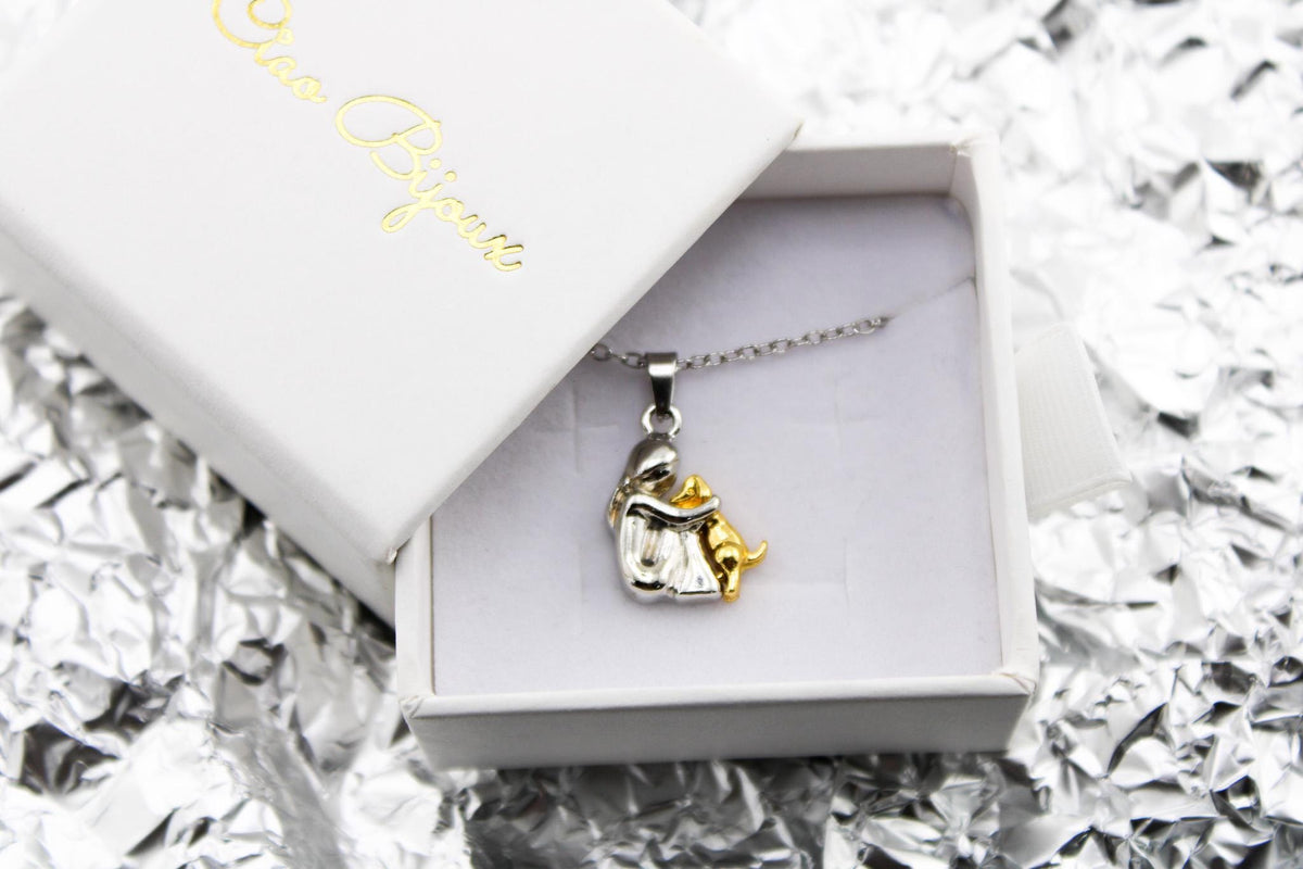 Cartoon Human & Dog Pendant Necklace, Friendship Jewelry