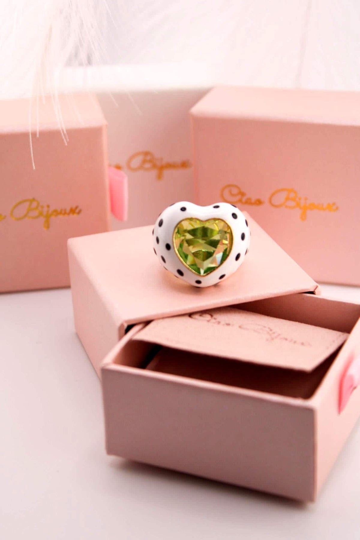 Polka Dot Heart Ring, Vintage Glaze Cuff, Kawaii Fashion