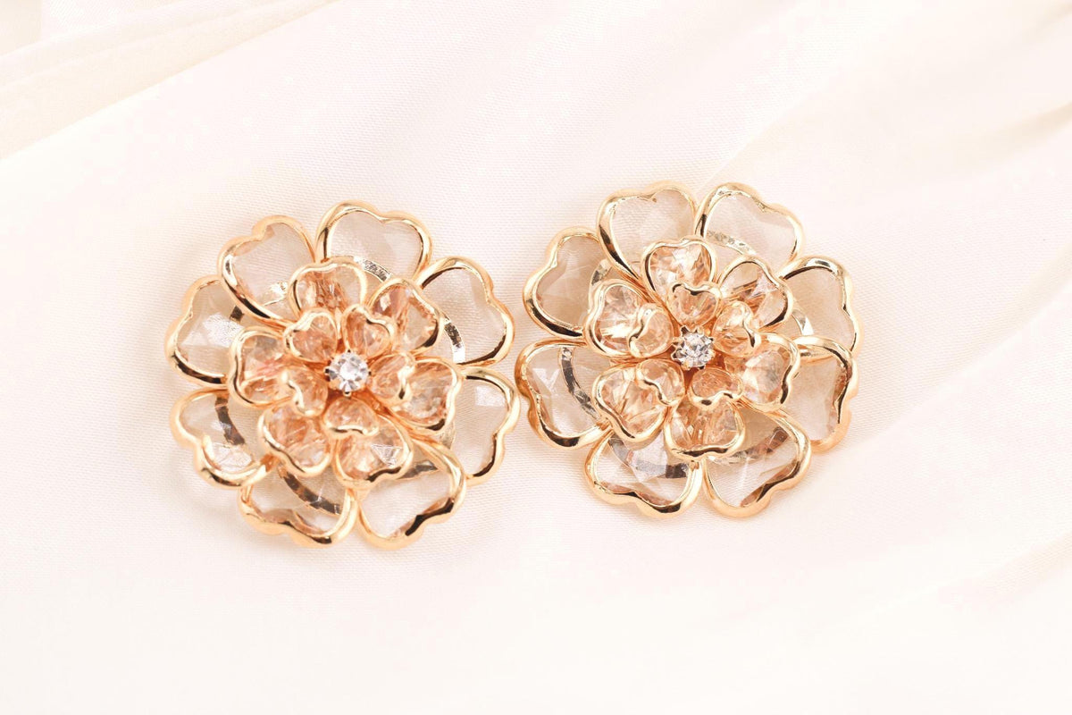 Luxury Crystal Floral Button Covers /Chic Shirt Cuff Accents for Women/ Elegant Button Cover Cufflinks/Stylish Shirt Accessories Gift
