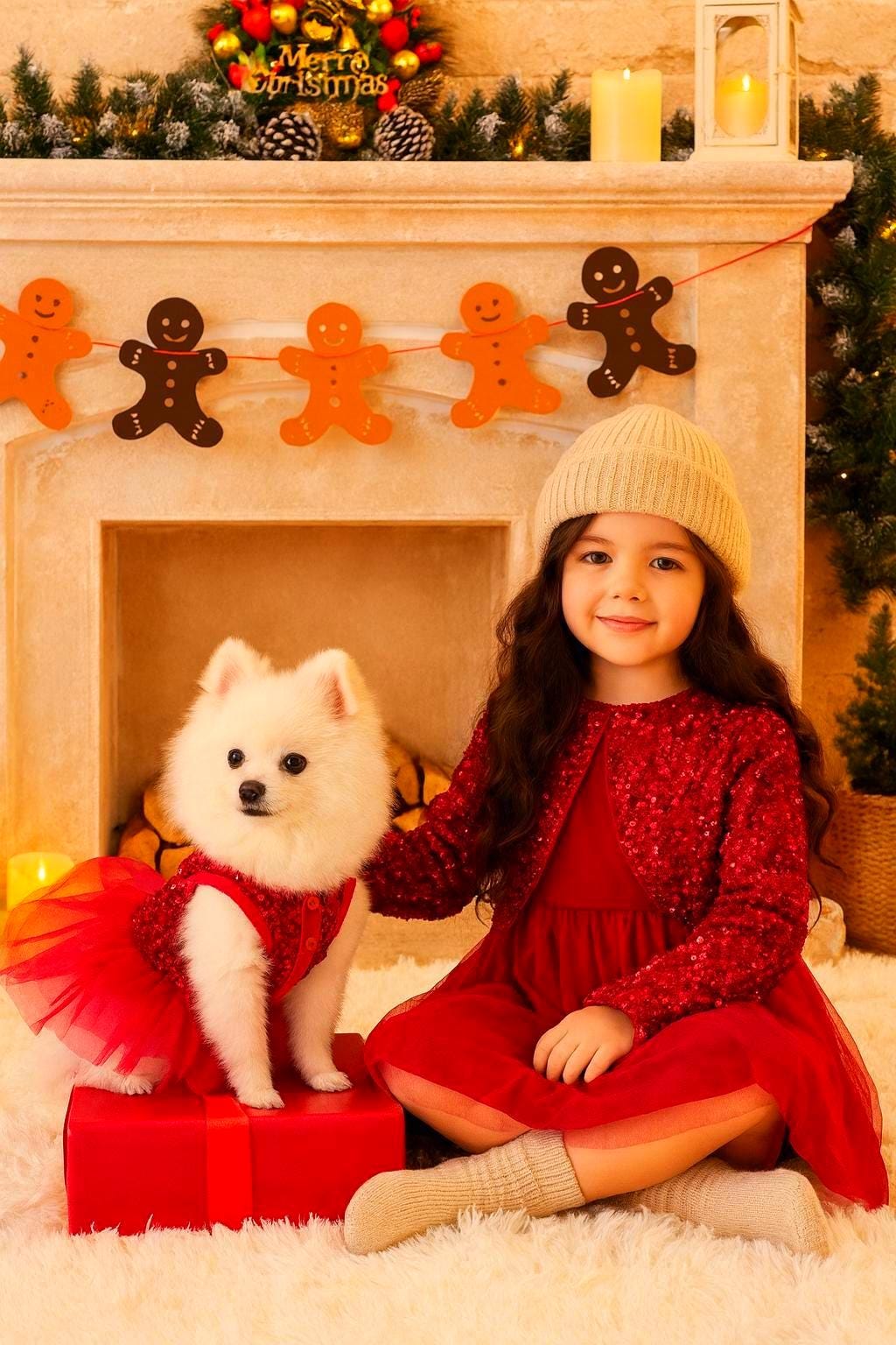 Christmas Red Sequin Tulle Pet Dress: Holiday Outfit for Small Dogs & Cats
