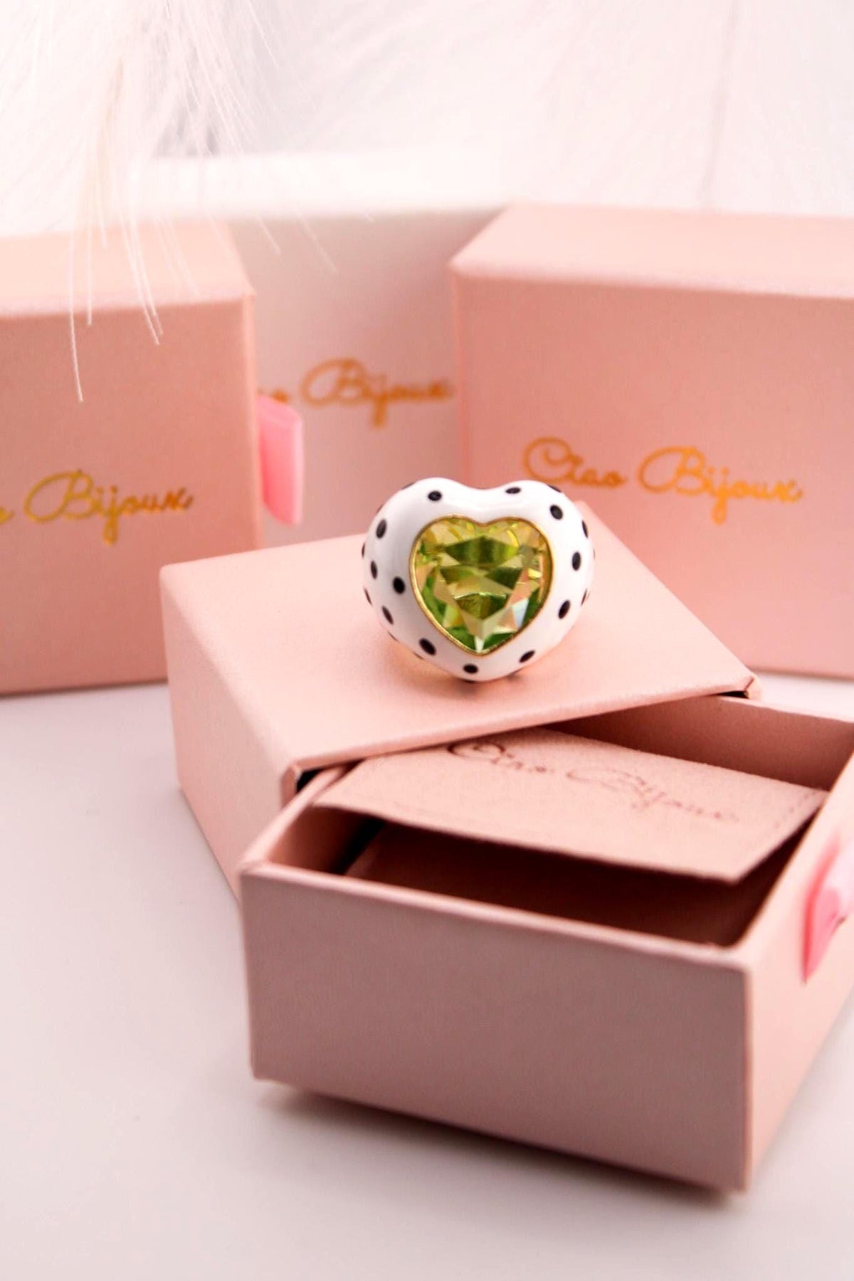 Draweye Korean Fashion Rings/Sweet Polka Dot Heart-Shaped Rings for Women/Vintage Glaze Elegant Cuff/Anillos Mujer