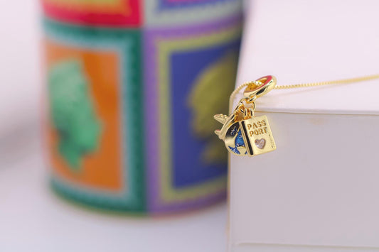 Passport Necklace /Travel charm necklace/Travel necklace gold passport/Gift For Her/Necklace tiny passport charm/Necklace gift for travel