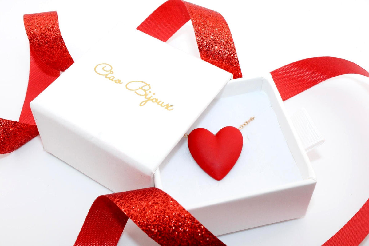 Stainless Steel Heart Necklace/3D Printed Black & Red Pendant/Minimalist Love Jewelry/ Anniversary Gift/Couples Necklace/Valentine's Gift