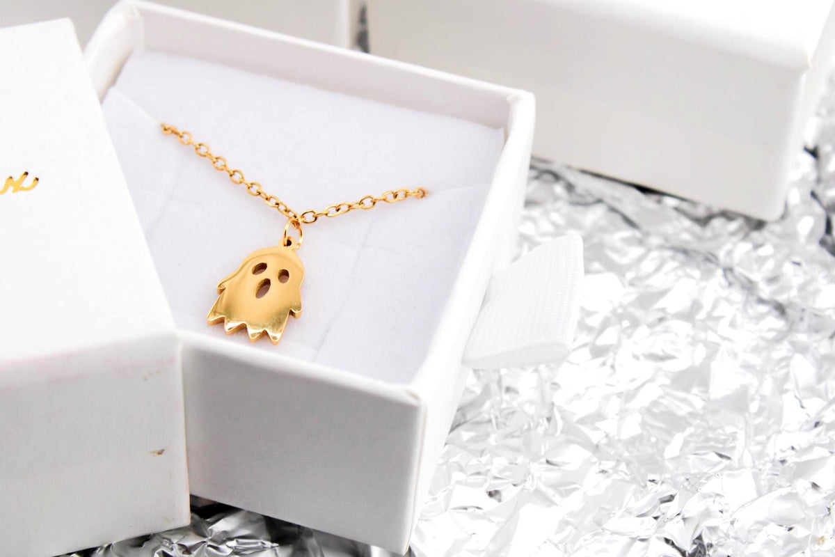 Cute Ghost Necklace/Spooky Pendant Jewelry for Her/Stainless Steel Halloween Gift/ Birthday or Lover’s Gift