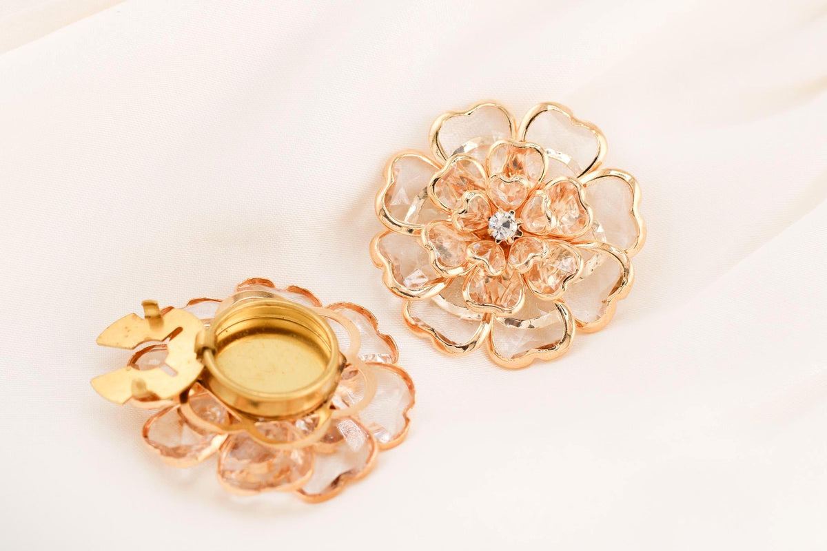 Luxury Crystal Floral Button Covers /Chic Shirt Cuff Accents for Women/ Elegant Button Cover Cufflinks/Stylish Shirt Accessories Gift