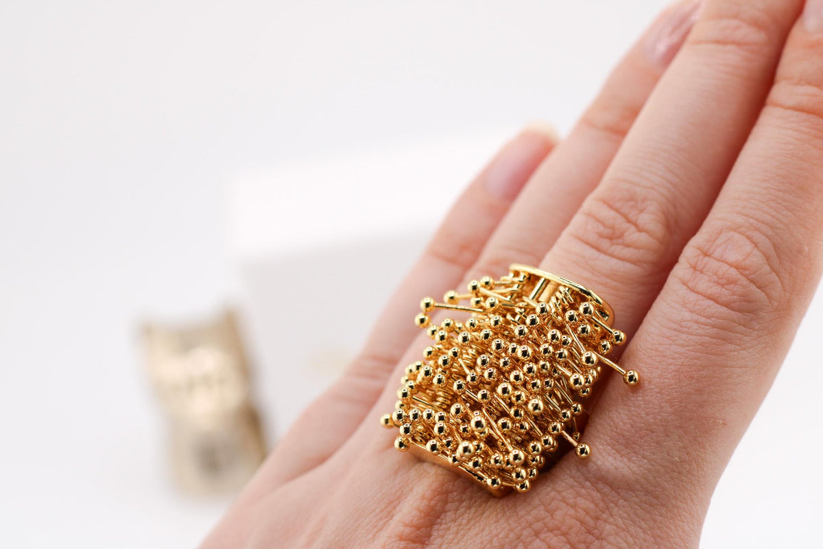 Retro Firework Design Open Ring/Adjustable Geometric Chunky Metal Statement Ring/for Women & Men/Trendy Unisex Jewelry Gift/Artistic ring/
