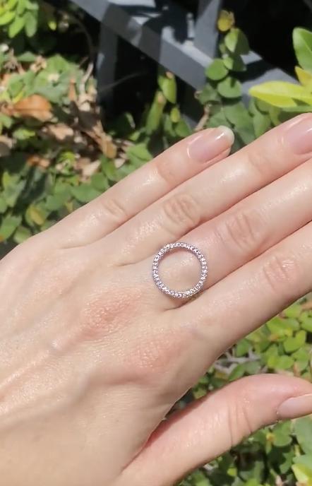 Circle Diamond Ring/ S925 Sterling Silver Double Layer Ring for Women/Exquisite Fine Jewelry Gift for Girls