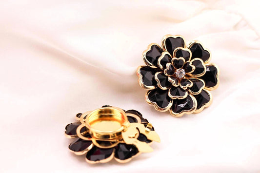 Crystal Floral Button Covers: Chic Shirt Cuff Accents