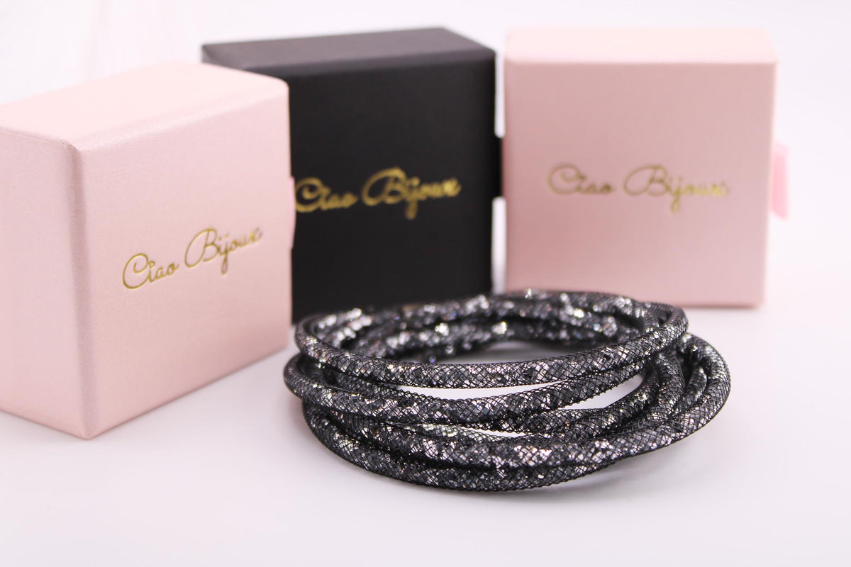 Elegant 4-Layer Mesh Crystal Bracelet /Double Wrap Magnetic Clasp for Women/Fashion Jewelry Gift