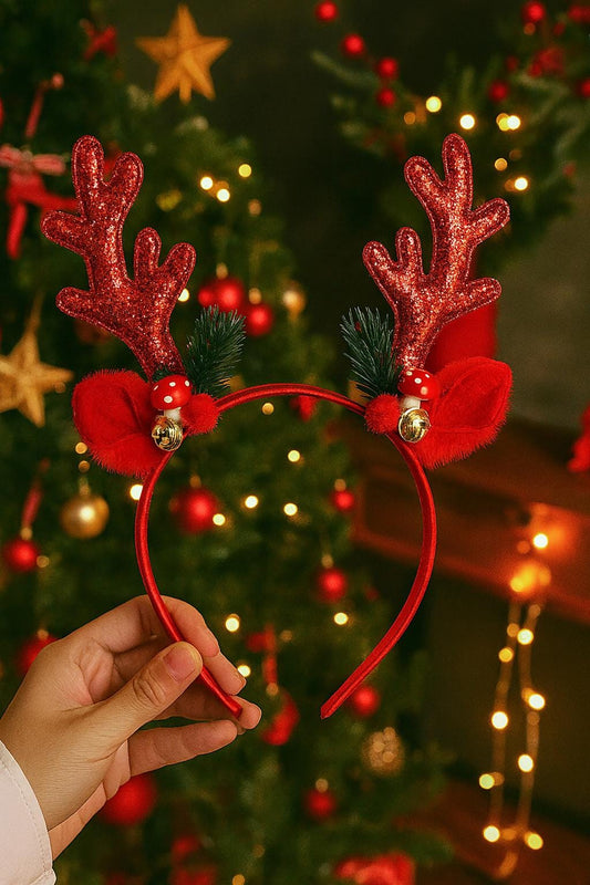 Glitter Reindeer Antler Headband: Festive Christmas Hair Accessory