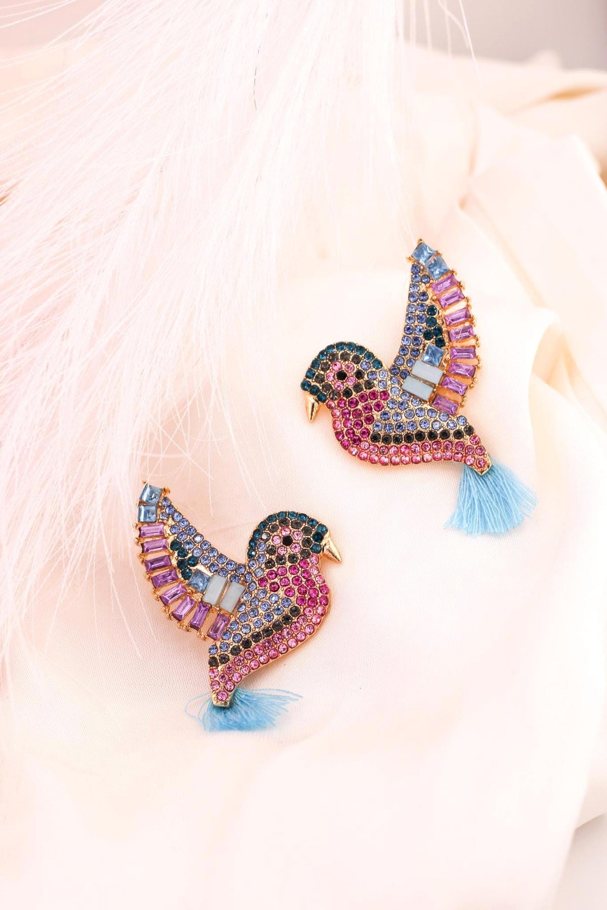 Birthstone Hummingbird Earrings, Dangling Bird Jewelry