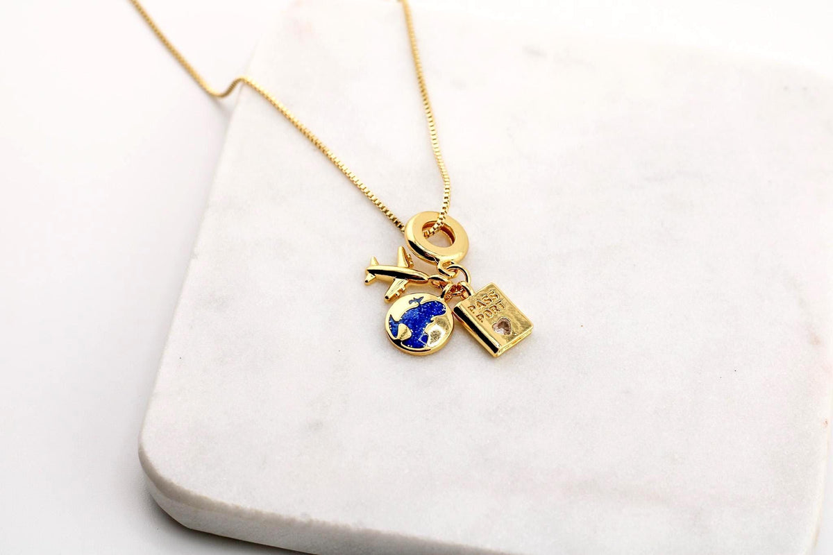Passport Necklace /Travel charm necklace/Travel necklace gold passport/Gift For Her/Necklace tiny passport charm/Necklace gift for travel