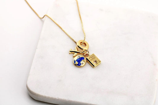 Passport Necklace /Travel charm necklace/Travel necklace gold passport/Gift For Her/Necklace tiny passport charm/Necklace gift for travel