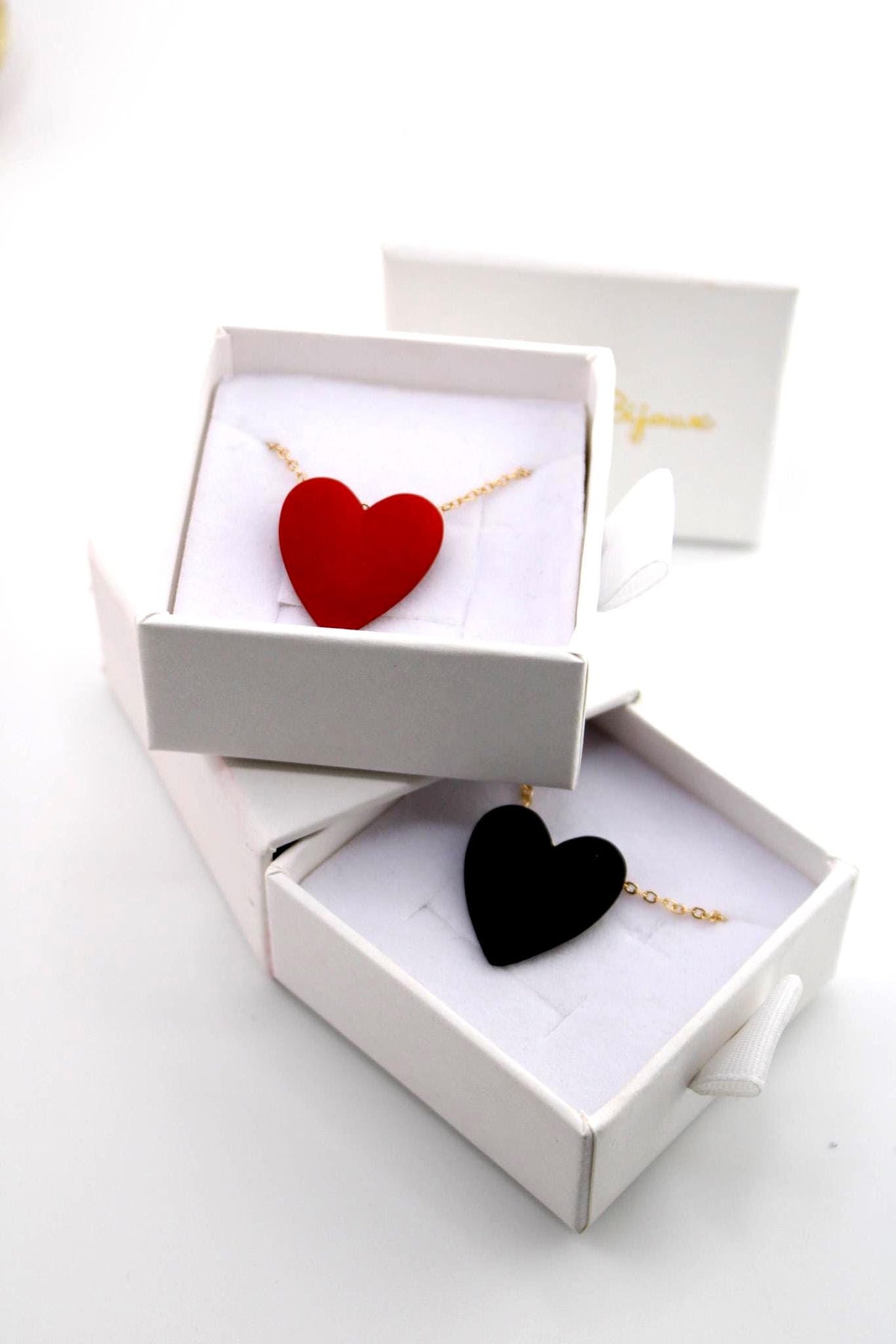 Stainless Steel Heart Necklace/3D Printed Black & Red Pendant/Minimalist Love Jewelry/ Anniversary Gift/Couples Necklace/Valentine's Gift
