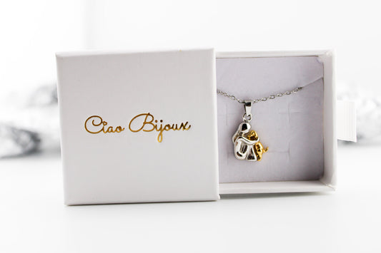 Cartoon Gold Dual-Color Human & Dog Pendant Necklace/Cute Friendship Jewelry Gift for Friends