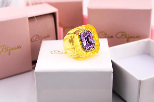 Colorful Rhinestone Statement Ring, Vintage Palace Style Jewelry