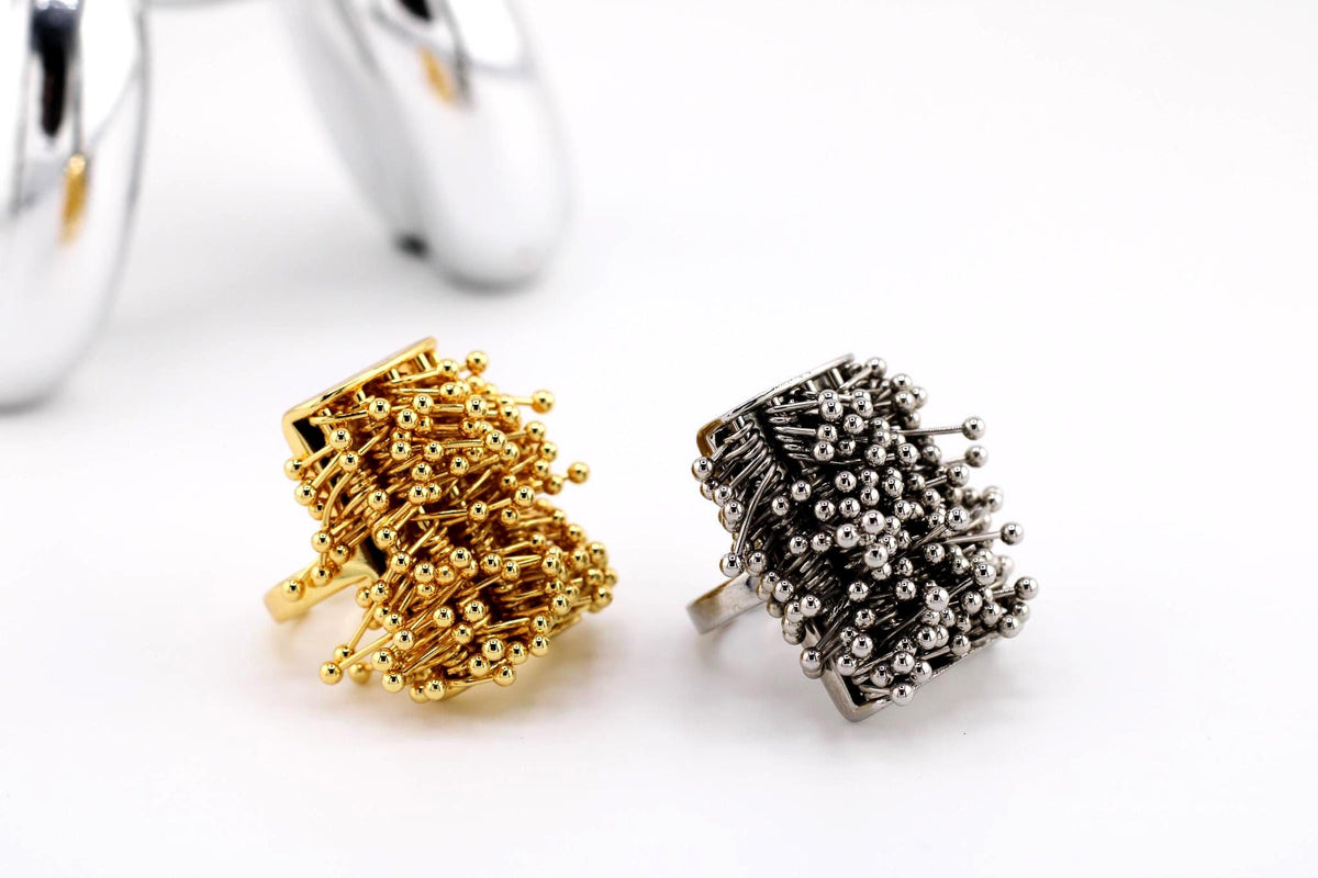 Adjustable Retro Firework Ring, Geometric Statement Jewelry