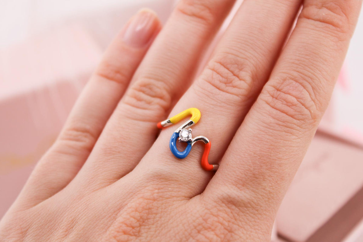 Sterling Silver Rainbow Twist Ring, Candy-Colored Party Jewelry
