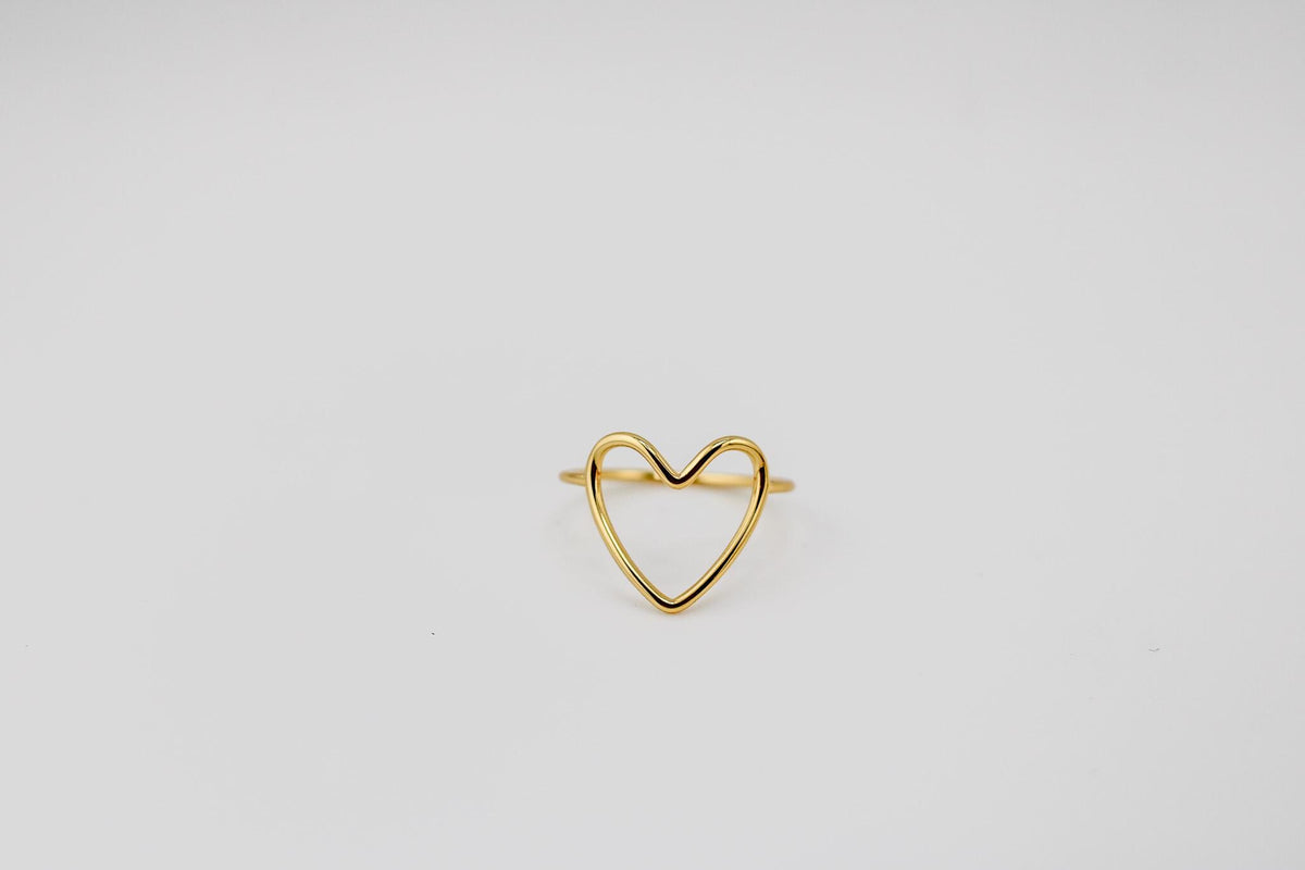 Gold Heart Outline Ring for Her/Dainty Open Heart Ring/ Minimalist Love Ring /Romantic Gold Jewelry Gift /Gift for Her /Ring Gift Idea
