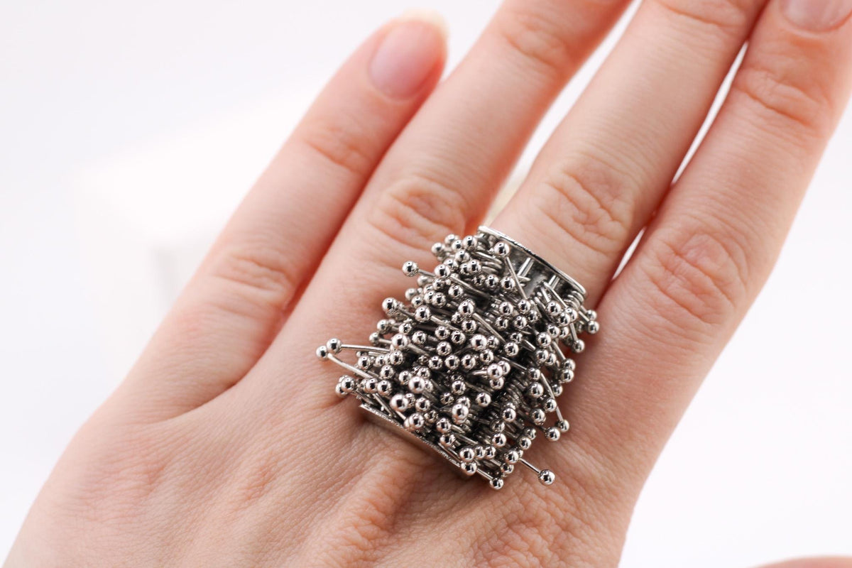 Adjustable Retro Firework Ring, Geometric Statement Jewelry