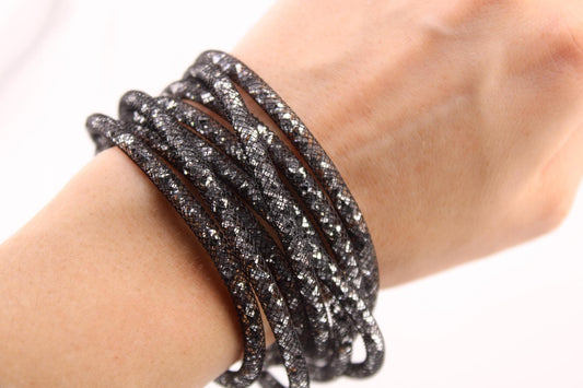 Elegant 4-Layer Mesh Crystal Bracelet /Double Wrap Magnetic Clasp for Women/Fashion Jewelry Gift