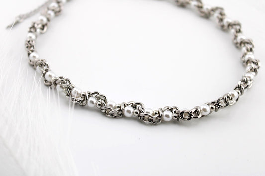 Creative Punk Pearl and Chain Necklace/Multilayered Cat Eye/ Thorn and Cracked Bead Jewelry for Men or Women/Sweater Chain, Luxury Gift