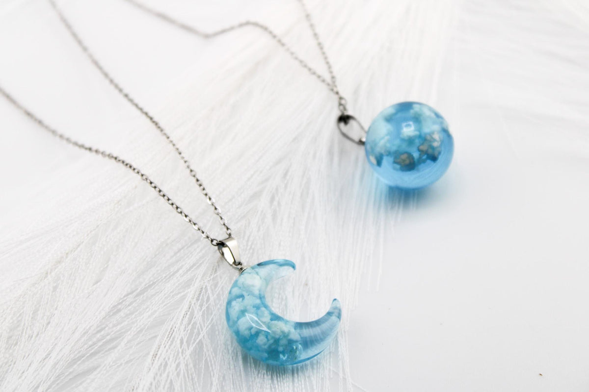 Acrylic Cloud, Moon, Globe Pendant Necklace: Whimsical Daily Wear Jewelry