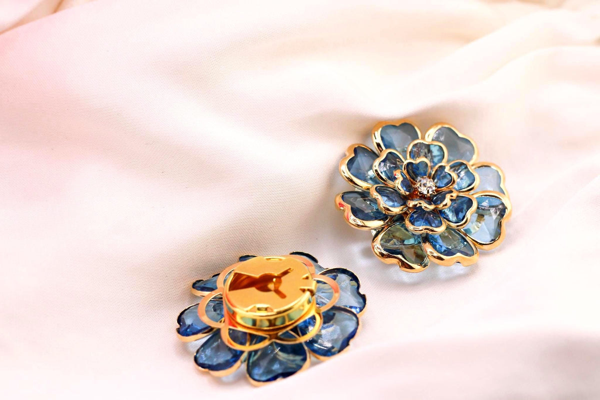 Luxury Crystal Floral Button Covers /Chic Shirt Cuff Accents for Women/ Elegant Button Cover Cufflinks/Stylish Shirt Accessories Gift