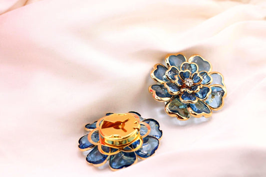 Luxury Crystal Floral Button Covers /Chic Shirt Cuff Accents for Women/ Elegant Button Cover Cufflinks/Stylish Shirt Accessories Gift
