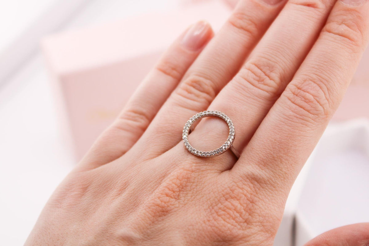Circle Diamond Ring/ S925 Sterling Silver Double Layer Ring for Women/Exquisite Fine Jewelry Gift for Girls