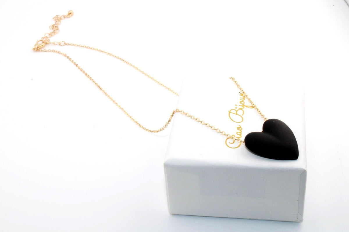 Stainless Steel Heart Necklace/3D Printed Black & Red Pendant/Minimalist Love Jewelry/ Anniversary Gift/Couples Necklace/Valentine's Gift
