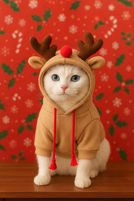 Cute Pet Hoodies, Dog & Cat Sweatshirts/Small Medium Cat Clothes/ Christmas Outfit/ New Year Costume/Winter Puppy Jacket/ Kitty Apparel