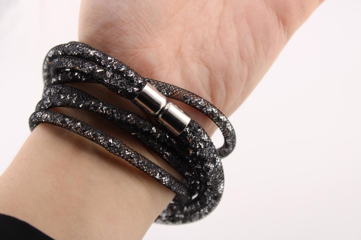 Elegant 4-Layer Mesh Crystal Bracelet /Double Wrap Magnetic Clasp for Women/Fashion Jewelry Gift